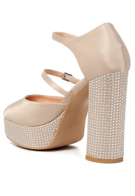 Shiver Rhinestones Embellished Platform Sandals