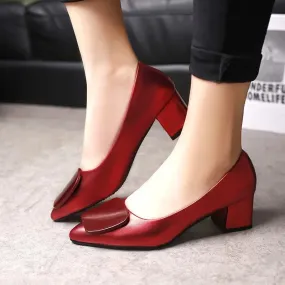 Shoes Ladies Pumps Fashion Square Heel  Sexy High Heels Wedding Shoes Women Office Work Red Pumps Party Shoes Zapatillas Mujer