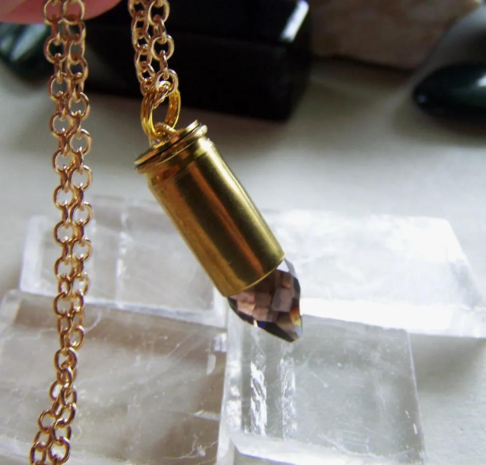 Smoky Quartz Faceted Crystal Bullet Jewelry Pendant