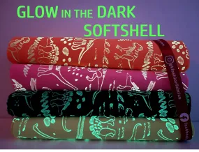 Softshell Neon Glow in the Dark Dinosaur Print  Fabric