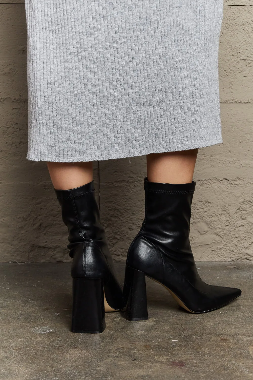 Stacy Block Heel Sock Boots in Black