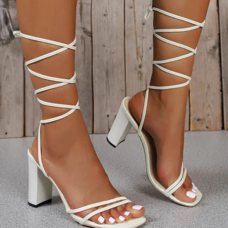 Strap Square Toe High Heels Fashion Shoes