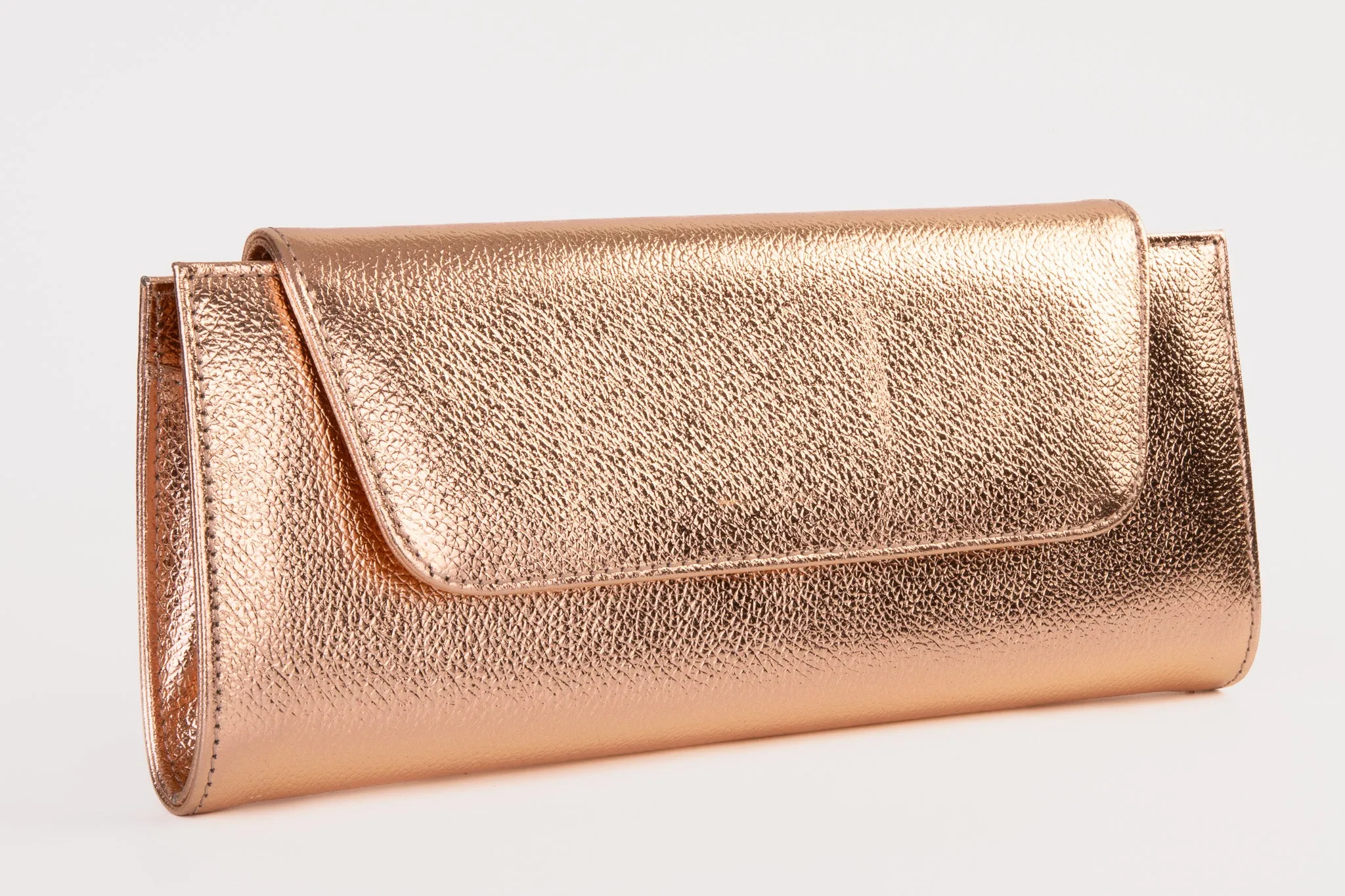 The Ege Rose Gold Leather Clutch