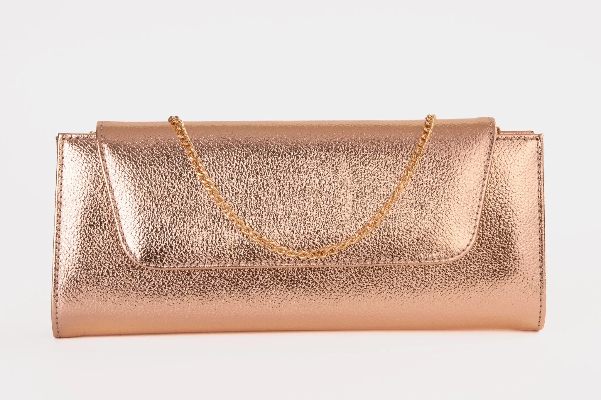 The Ege Rose Gold Leather Clutch