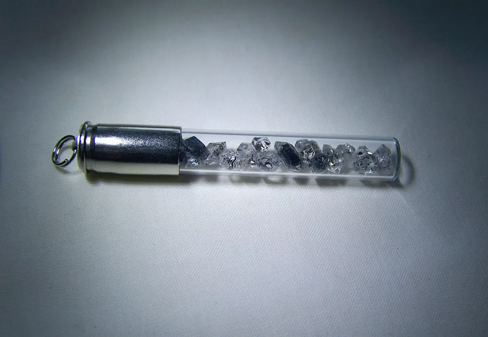 Tibetan Black Quartz Glass Capsule Bullet Pendant