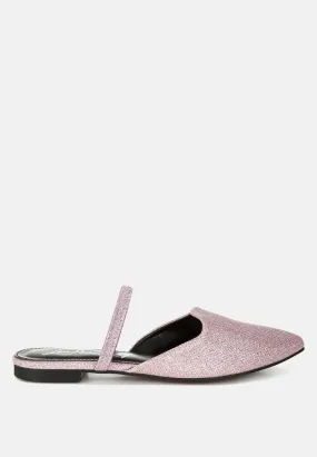 Twiggy Glitter Faux Leather Flat Mules