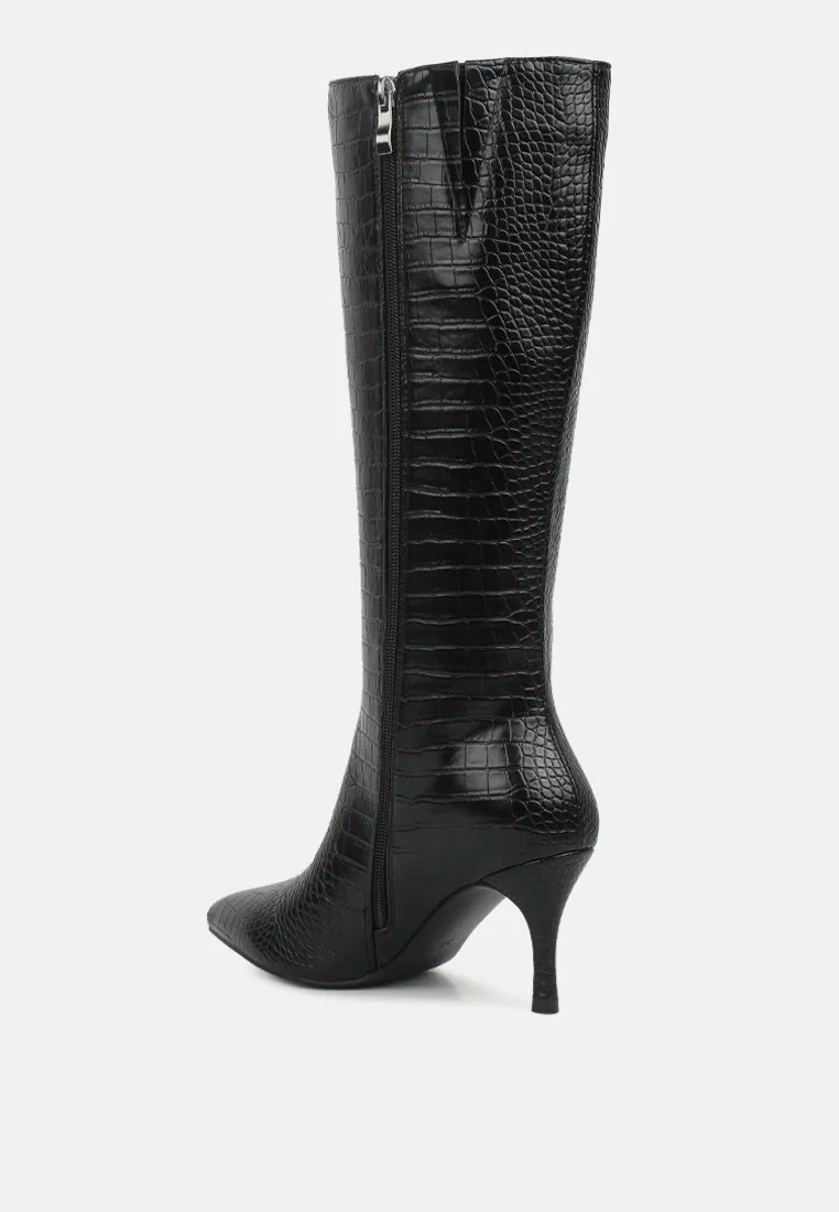 Uptown Pointed Mid Heel Calf Boots