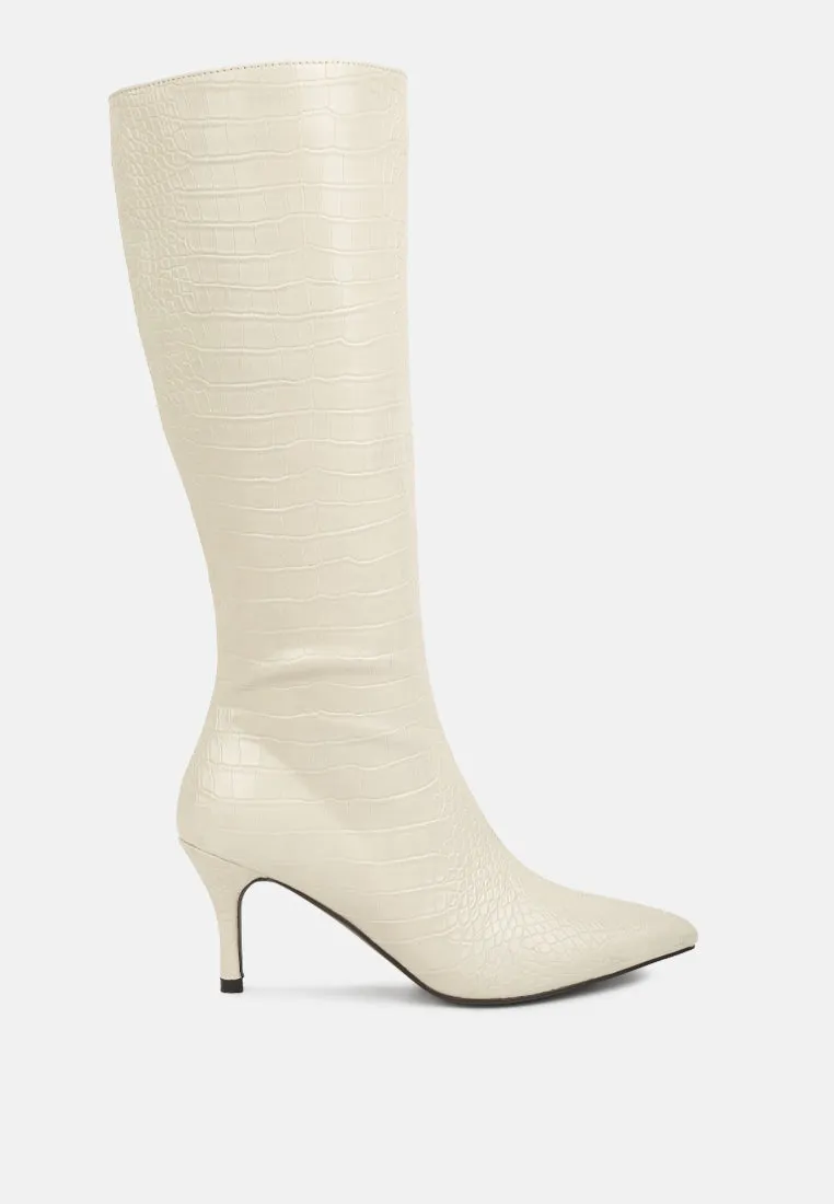 Uptown Pointed Mid Heel Calf Boots