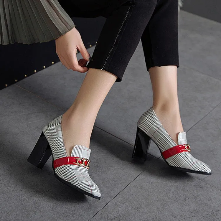 Women Square Toe Metal High Heels