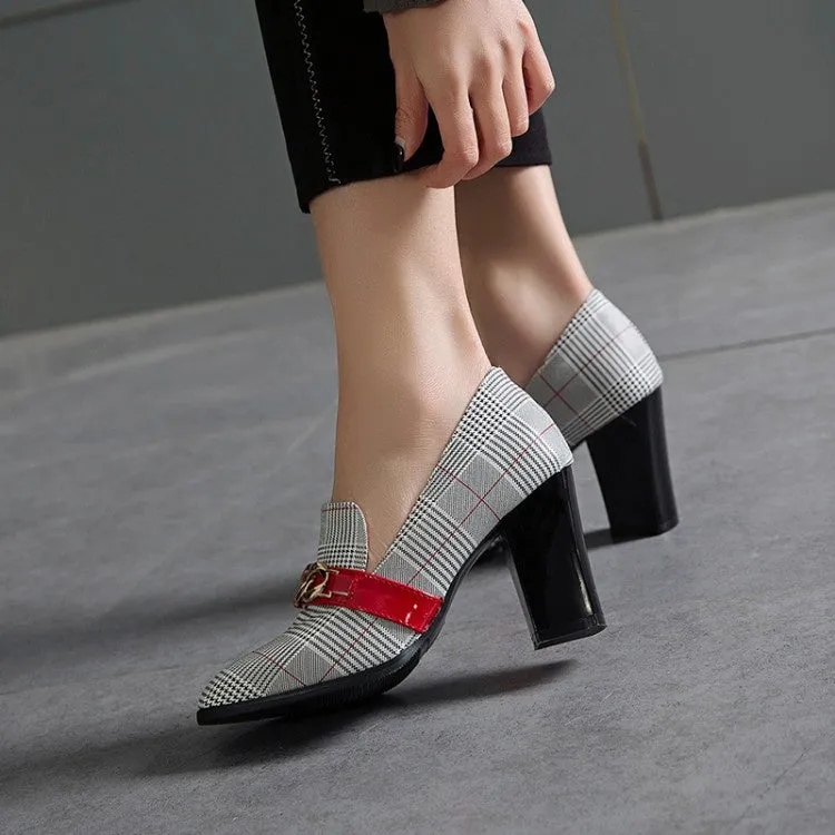 Women Square Toe Metal High Heels