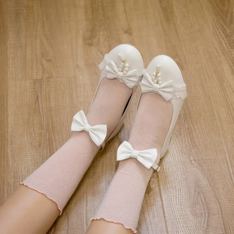 Women's Bow Tie Low Heels Mary Jane