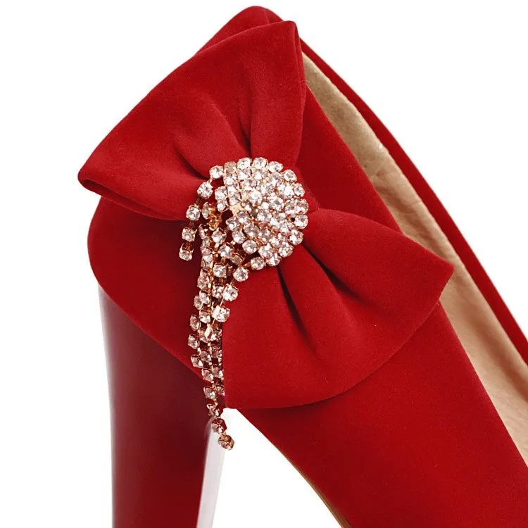 Women'sWomen's Suede Rhinestone Platform Pumps High Heels Shoes