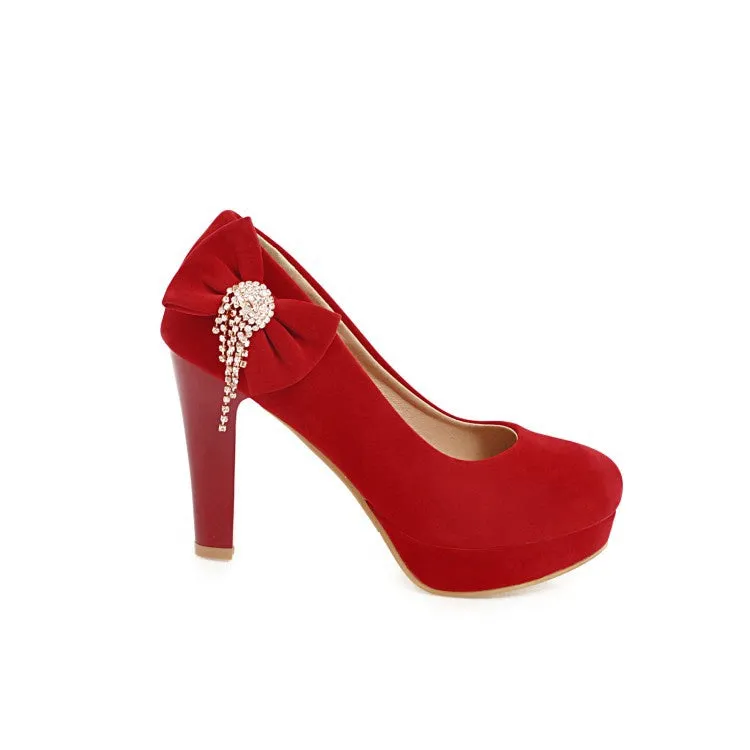 Women'sWomen's Suede Rhinestone Platform Pumps High Heels Shoes