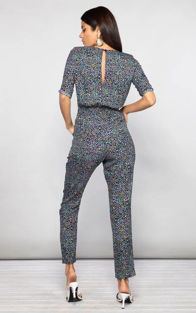 Zion Jumpsuit In Multi Ditzy Leopard